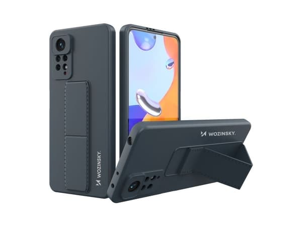Wozinsky stativdeksel i silikon med stativ til Xiaomi Redmi Note 11 Pro - navyblå