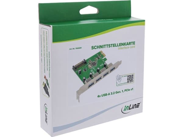 InLine gränssnittskort - 4x USB-A 3.2 Gen. 1 - PCIe x1 (76666M)