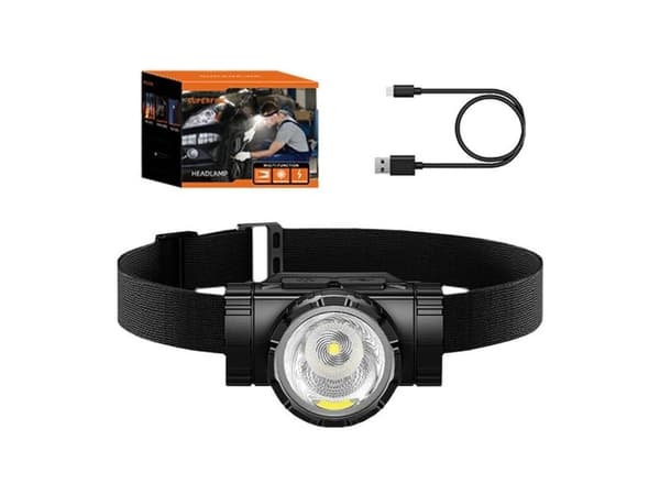 Superfire - Hodelykt - LED - 4-modus - 2 W - hvit - svart