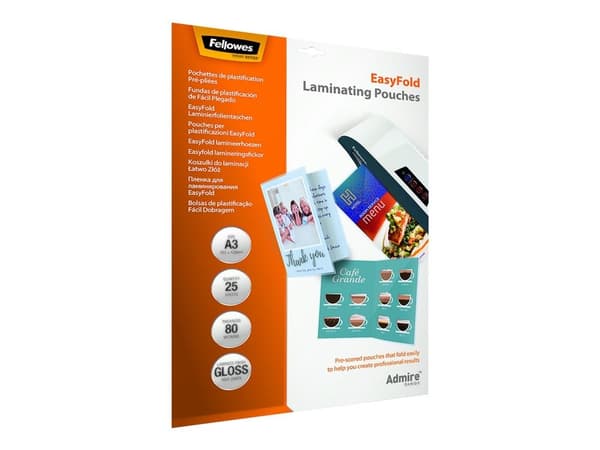 Fellowes EasyFold - 25-pack - glanset - 303 x 426 mm lamineringspunger