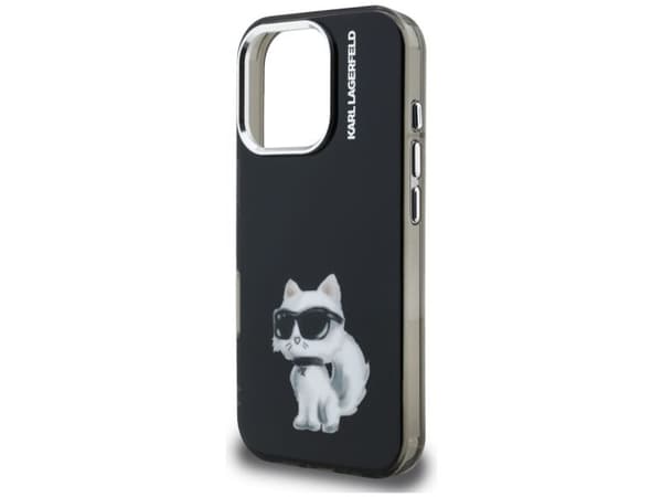 Karl Lagerfeld IML Aquarelle Choupette &amp; Logo Case for iPhone 16 Pro Max - Black