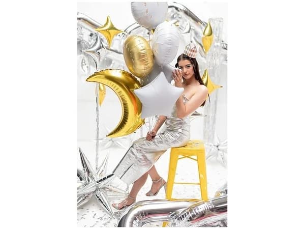 Hvid stjerne folieballon, 48 cm