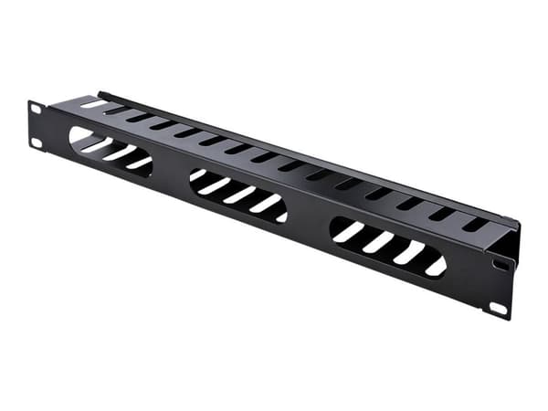 Startech 1U Horizontal Finger Duct Rack Cable Management Panel with Cover - Server Rack Cable Duct - Rack Cable Organizer / Manager (CMDUCT1UX) - R...