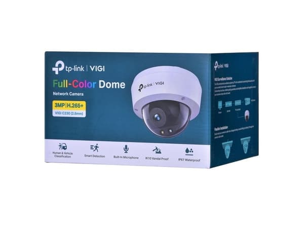 TP-Link VIGI C230(2.8mm), IP-säkerhetskamera, Inomhus & utomhus, Kabel, Tak, Vit, Kupol-formad