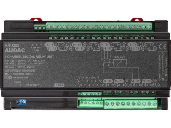 Audac ARU208 multikanals digital reläenhet - 8 reläer
