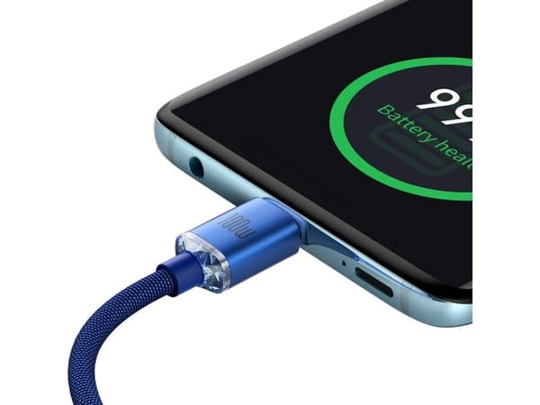 Baseus Crystal Shine USB-C USB-C-kaapeli, 100W, 2m (sininen)