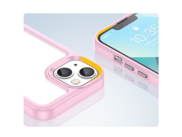 Outer Space-deksel iPhone 14 Plus hardt etui med gelramme - rosa