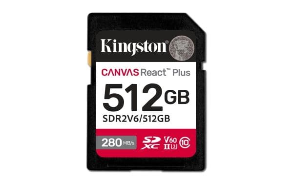 Kingston Canvas React Plus - Flashminnekort - 512 GB - Video Class V60 / UHS-II U3 / Class10 - SDXC UHS-II