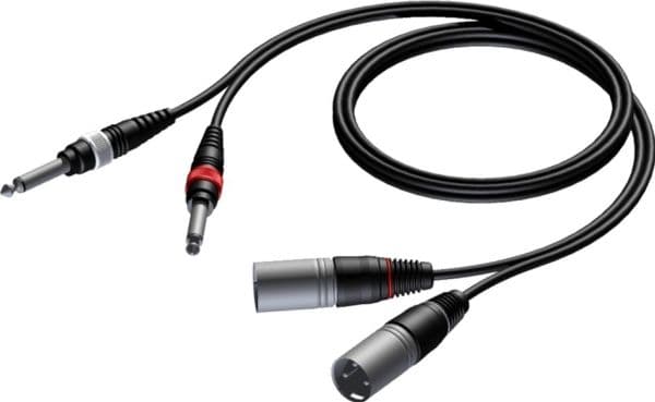 Procab Jack 6,3 mm x2 - XLR x2, 3 m, sort (CAB708/3)