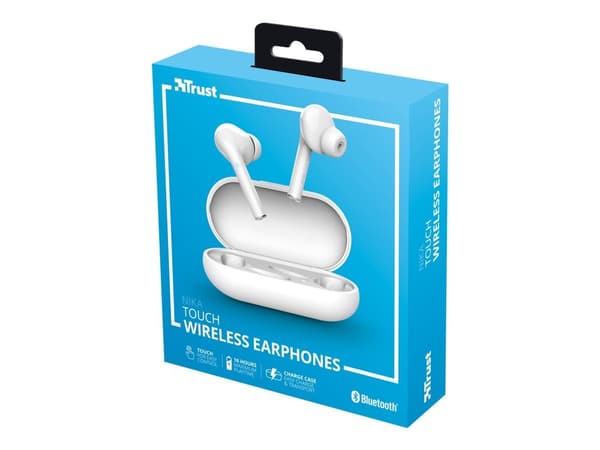 Trust Nika Touch - True wireless-hodetelefoner med mikrofon - i øret - Bluetooth - hvit