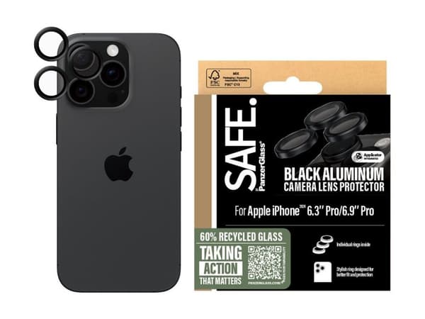 PanzerGlass SAFE. by ® Camera Lens Protector Black iPhone iPhone 16 Pro | 16 Pro Max, Apple, Apple - iPhone 16 Pro, Apple - iPhone 16 Pro Max, Asen...