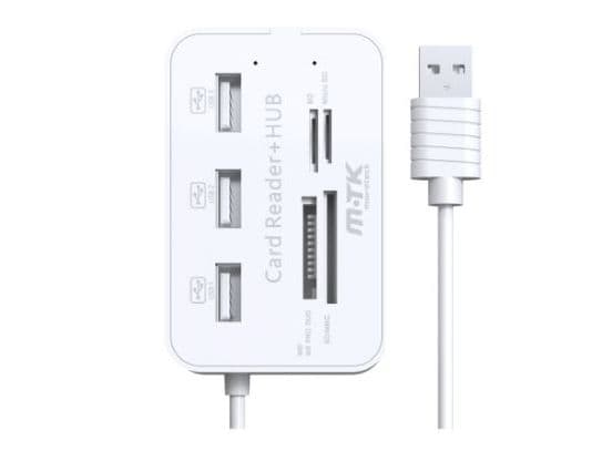 MTK USB 2.0 hub + kortleser 3 x USB 2.0 + MS/SD/M2/TF