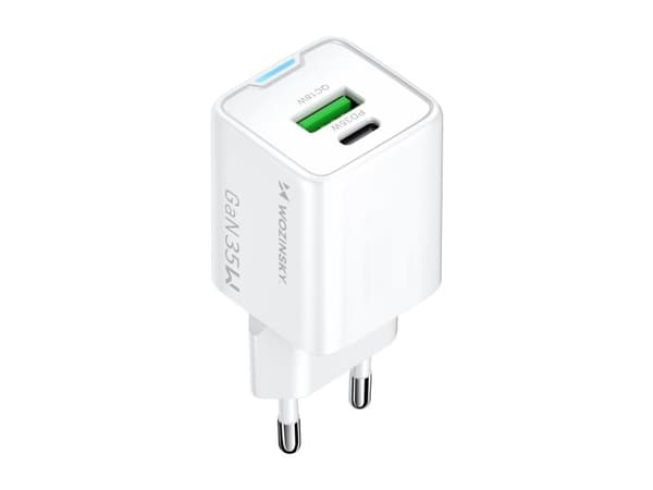 Wozinsky WWC-35W GaN vegglader USB-A + USB-C - hvit