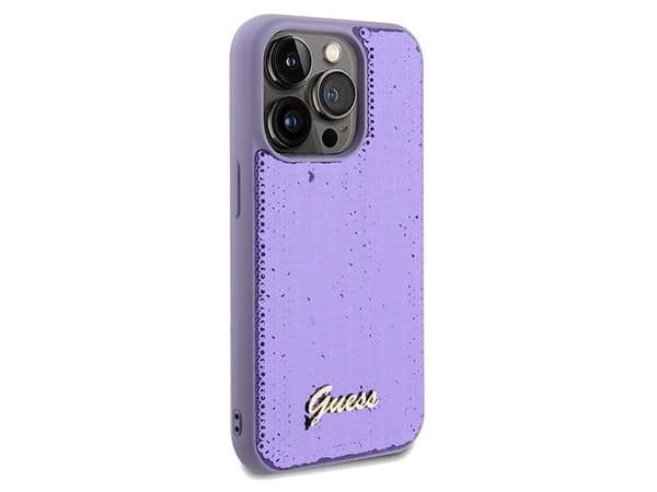 Guess Sequin Script Logo Case for iPhone 14 Pro Max Purple