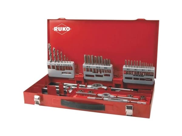 Gjengekutter- og gjengeboringssett med bor RUKO HSS M3-M12