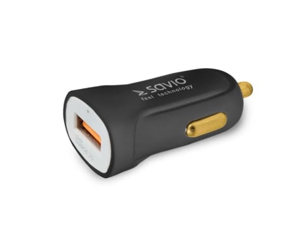 SAVIO SA-05/B - Bilstrømadapter - 3 A - QC 3.0 (USB) - svart