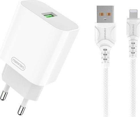 Denmen laddare Denmen DC07 nätladdare + USB-kabel Iphone vit