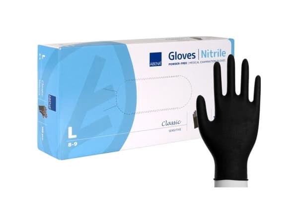 Undersøkelseshanske, ABENA Classic Sensitive, L, svart, nitril - (100 stk.)