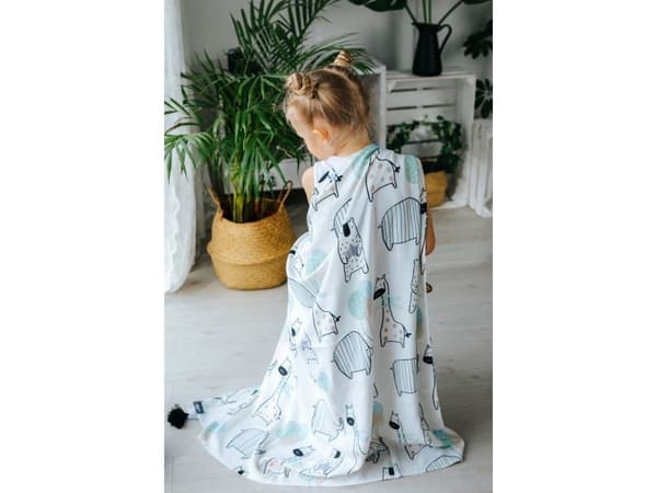 PULP BAMBOO bomullsdeksel med dusker – GIRAFFER