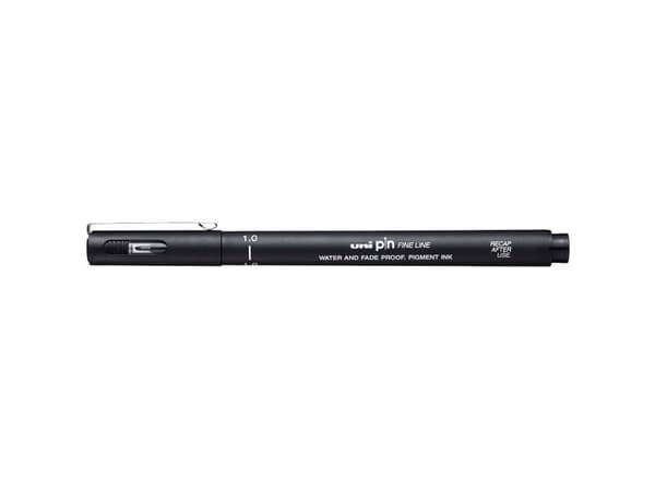 Uni-Ball PIN 1.0, Sort, Sort, Plast, Rund, Black, Plast