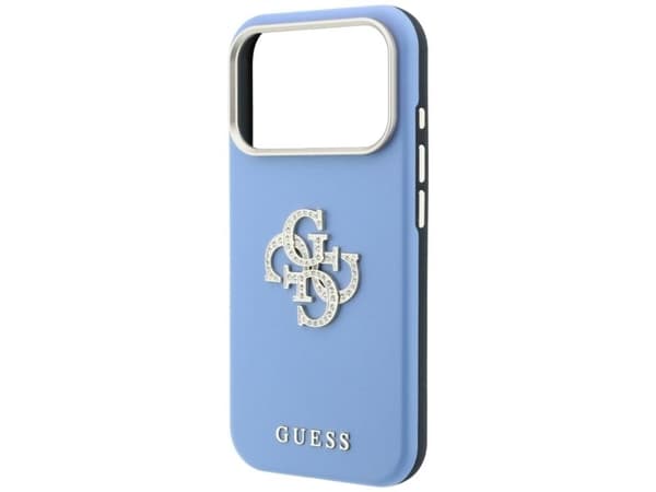 Etui Guess Smooth & Big Strass Logo do iPhone 18 Pro / 17 Pro niebieski