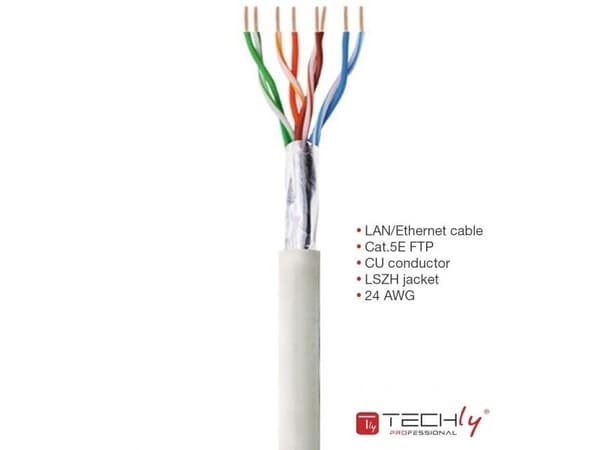 Techly ITP-C5F-305-RIS, 305 m, Cat5e, F/UTP (FTP), harmaa