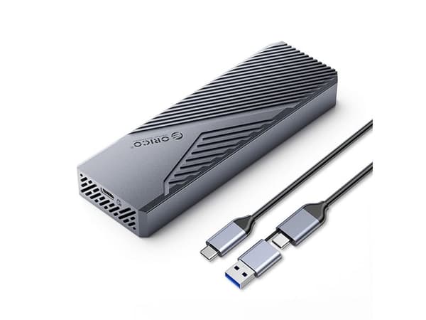 M.2 NVME USB-C 3.2 20Gbps Diskbrønn - Grå
