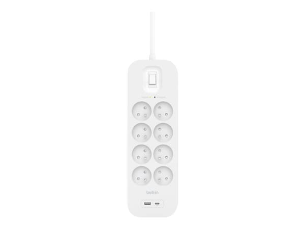 Belkin Power Strip SurgePlus Surge Protector 8xFR 1xUSB-A 1xUSB-C 900J 2M