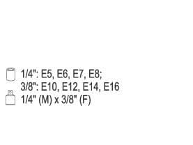 Yato YT-0520, Hylssats, 1/4", Metrisk, 9 huvuden, E10, E12, E14, E16, E5, E6, E7, E8, Kromvanadinstål
