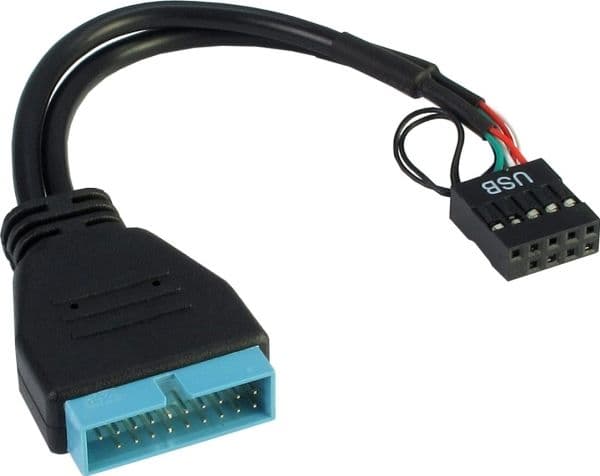 Inter-Tech - Intern USB-adapter - 9-pins USB-header (hunn) til 19-pins USB 3.0-plugg (hann) - 15 cm - svart