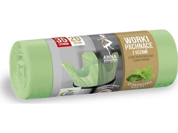 Anna Zaradna søppelsekker med hanker mynte 35 l (20 stk.)