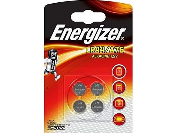 Knapcellebatteri, Energizer Alkaline, LR44/A76, 4 stk