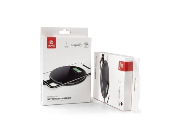 Crong PowerSpot, inomhus, USB, Trådlös laddning, Vit