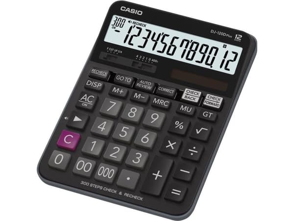 Casio DJ-120D Plus - Skrivbordskalkylator - 12 siffror - batteri, solcellspanel
