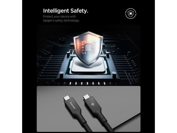 Spigen Essential EB24015CC USB-C til USB-C 240W kabel 150 cm - svart