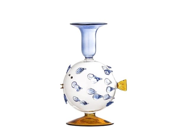 Bloomingville CREATIVE COLLECTION Phila ljusstake blå glas