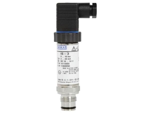 WIKA trycksensor, 1 st IS-3, 0 bar till 0,1 bar, ventilstik ISO 4400