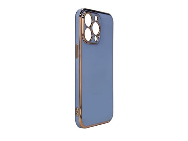 Lighting Color Case-deksel til iPhone 12 Pro Max, geldeksel med gullramme, blå