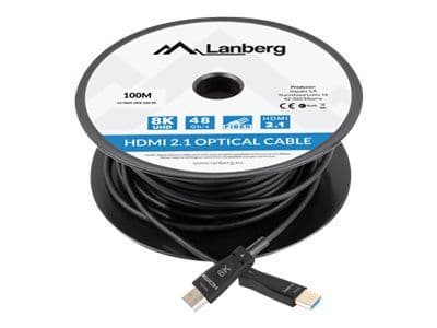 KABEL HDMI M/M V2.1 100M 8K SVART OPTISK AOC LANBERG