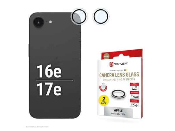 DISPLEX Premium kameralinsglas för iPhone 16e & 17e - 2 st