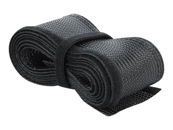 Delock Braided Sleeving with Hook-and-Loop Fastener - Kabelhölje - 2 m - svart