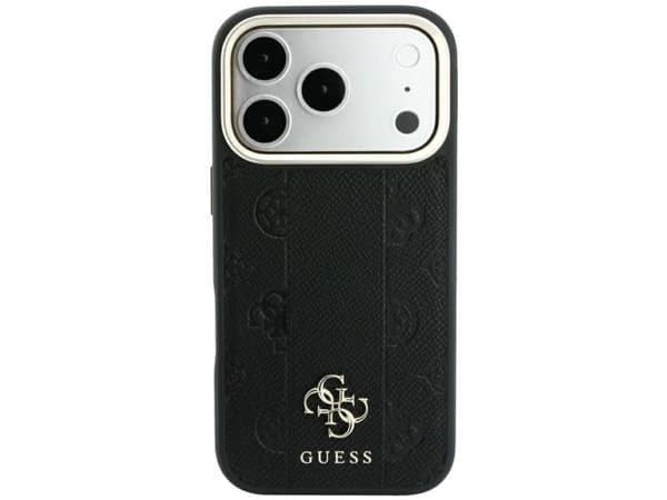 Guess Stripe Peony 4G Logo MagSafe Case for iPhone 17 Pro / 18 Pro - Black