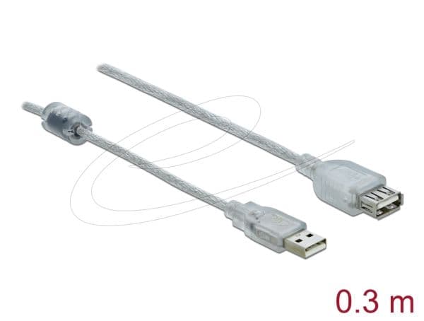 DeLOCK 82244, 0,3 m, USB A, USB A, USB 2.0, 0,48 Gbit/s, Läpinäkyvä