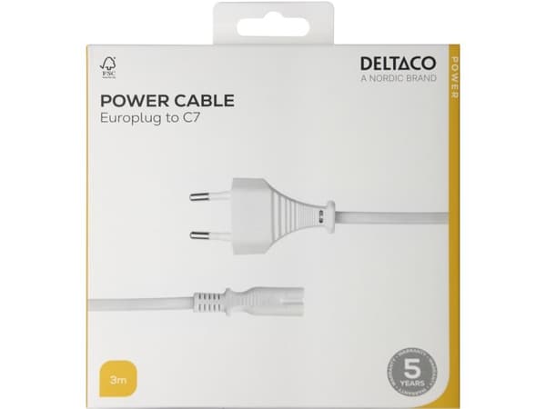 Deltaco 1902294, 3 m, CEE7/16, C7 forbinder