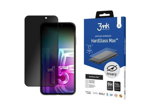 3MK HardGlass Max Privacy, iPhone 15 Plus, 1 kpl