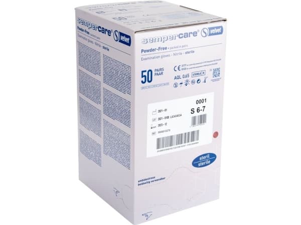 Steril undersøgelseshandske, Sempercare Velvet, S, lavendelblå, nitril