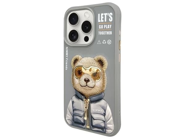 Nimmy Cool&amp;Cute 2.0 Bear Case for iPhone 15 Pro - Gray