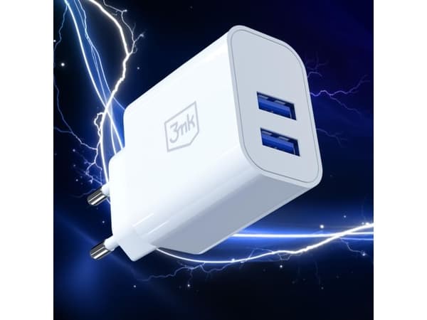 3MK FlowPower 10W 2.4A 2A lader, hvit