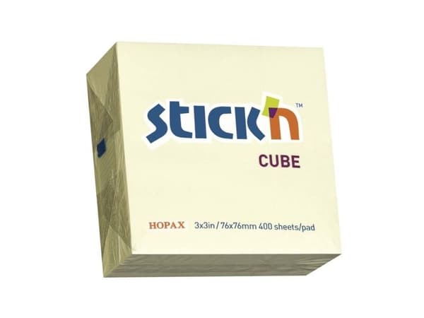 Anteckningsblock, BNT Stick´n, Cube, gul, 76x76 mm (12 st)