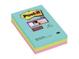 Post-it Super Sticky Notes Cosmic, linjerede, 101 mm x 152 mm, pakke a 3 stk